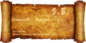 Vancsó Barna névjegykártya