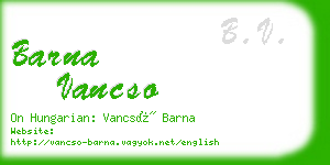 barna vancso business card